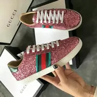 baskets paire de chaussures gucci femmes sequin materials pink